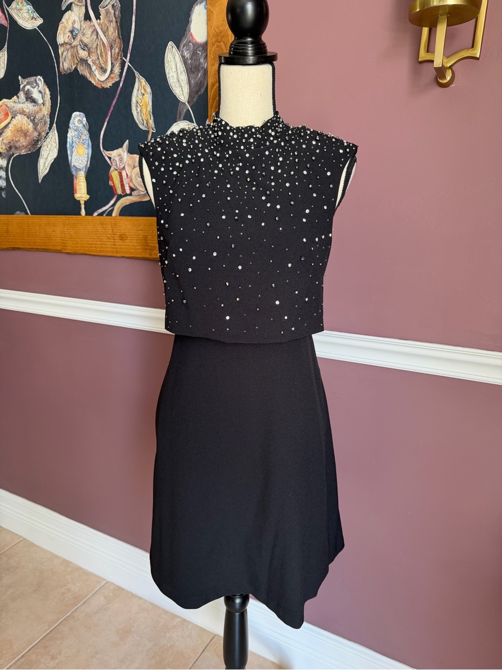 Eliza J Popover Black Rhinestone Embellished Sleeveless Cocktail Dress Size 2